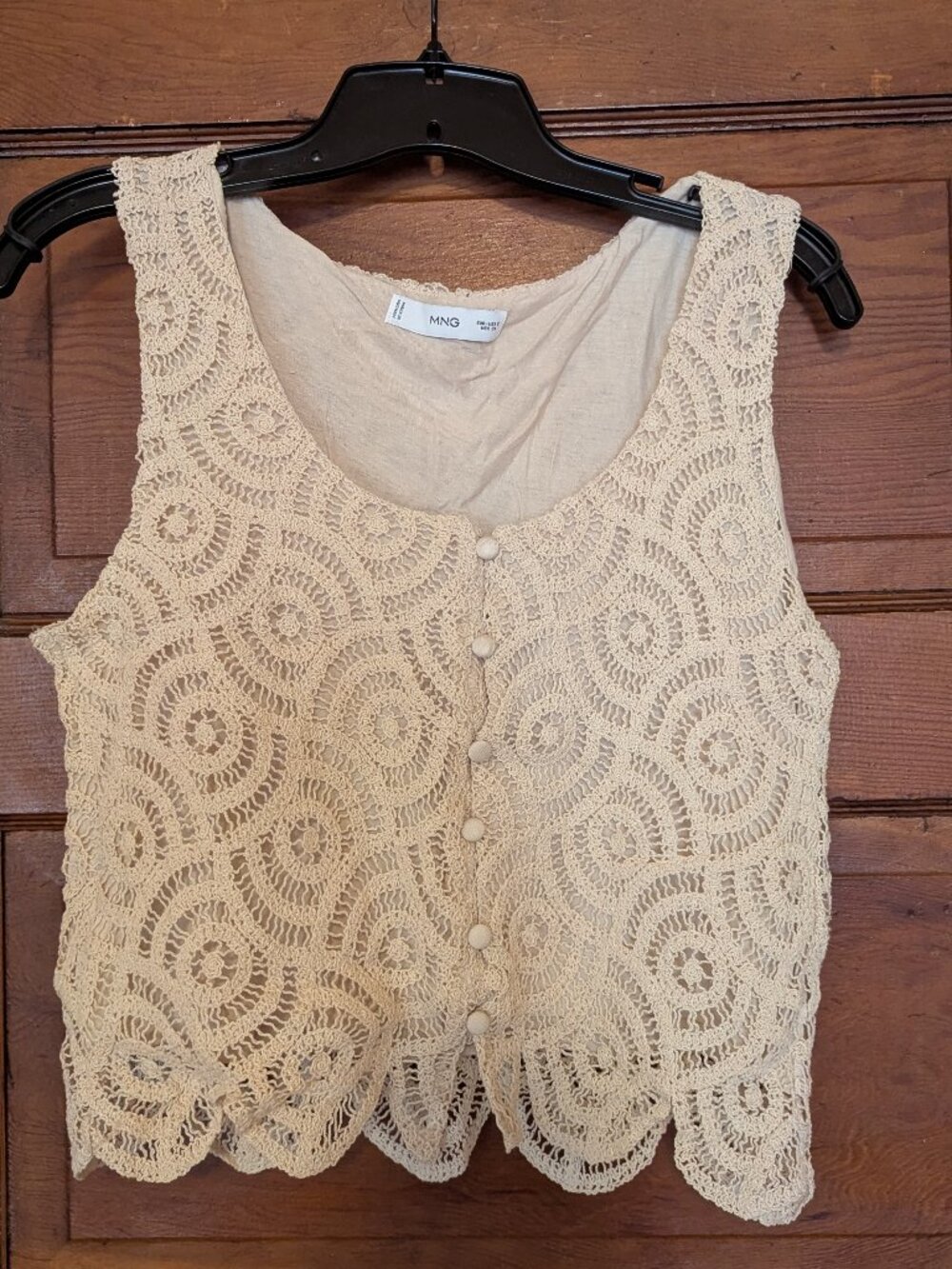 Mango Crochet Button Up Tank with Scalloped Hem
